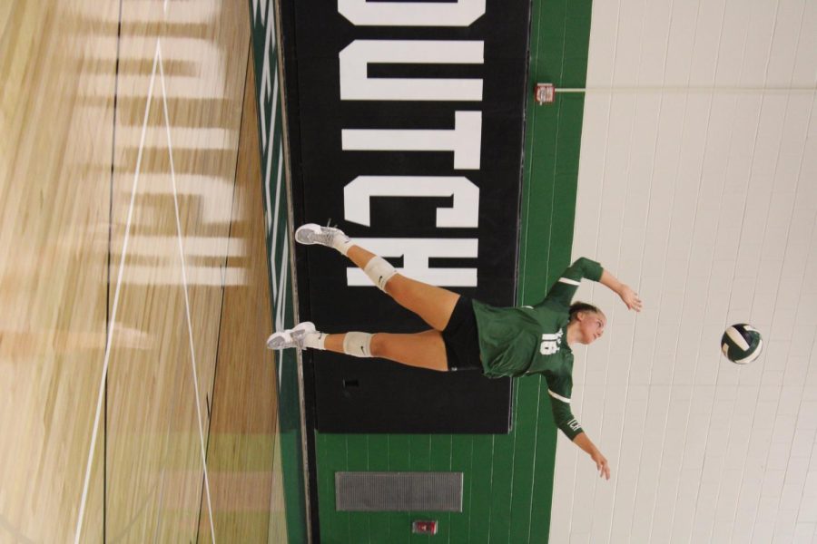 Katie Scheckel serves the  ball against Newton.