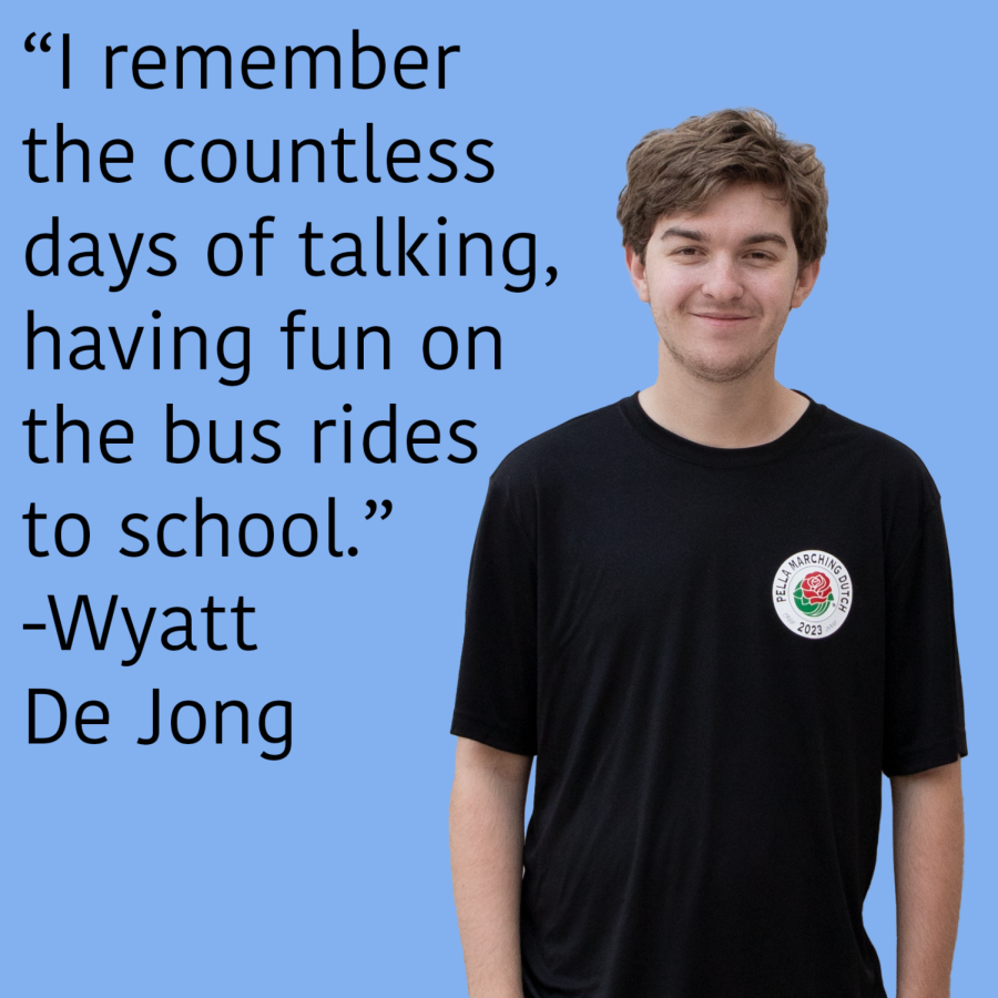 I have no specific memory of Caiden but I can remember the countless day of talking having fun on the bus rides to school. -Wyatt De Jong
