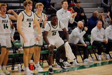 Pellas bench celebrates after Pella makes a good play.