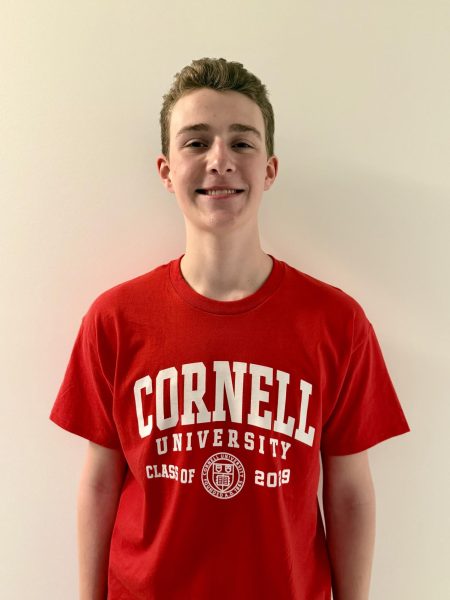 Aidan Smith in Cornell shirt. 